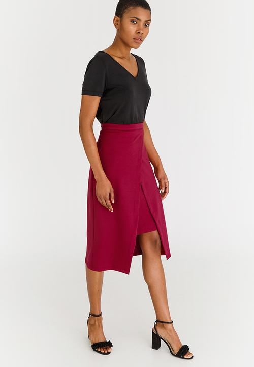 edit - High Waisted Skirt with Wrap Red