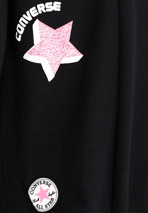 Converse - Tie-Front Patches Patches Knit Top Black