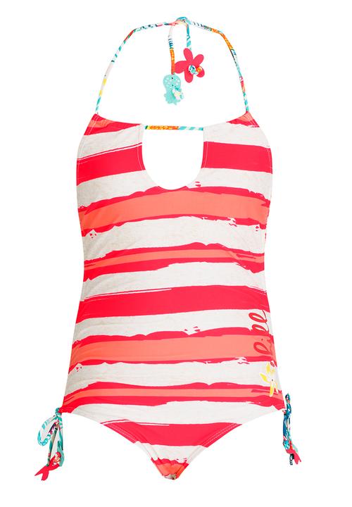 Pop Candy - Stripe One Piece Swimsuit Coral