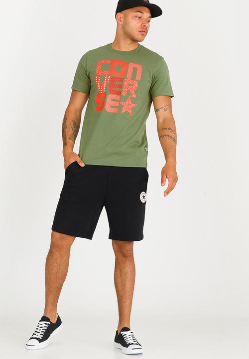Converse - Flyknit Wordmark Stacked Tee Khaki Green