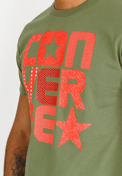 Converse - Flyknit Wordmark Stacked Tee Khaki Green
