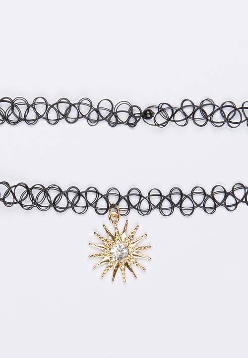 Jewels and Lace - Sun Rhinestone Chocker Gold