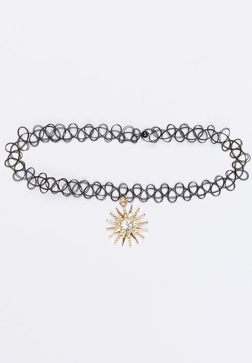 Jewels and Lace - Sun Rhinestone Chocker Gold
