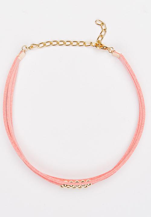 Jewels and Lace - Bead Choker Mid Pink