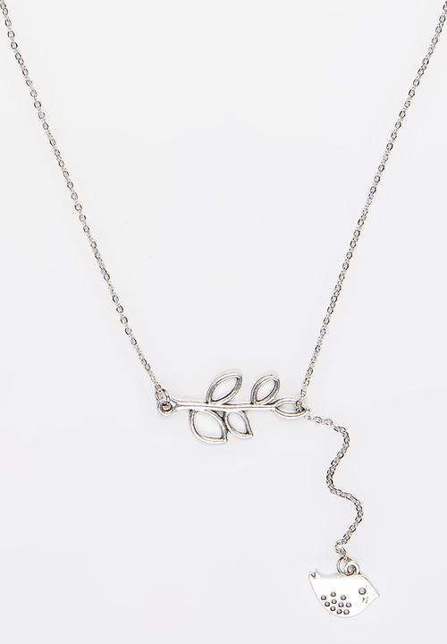 Jewels and Lace - Floating Bird Necklace Silver