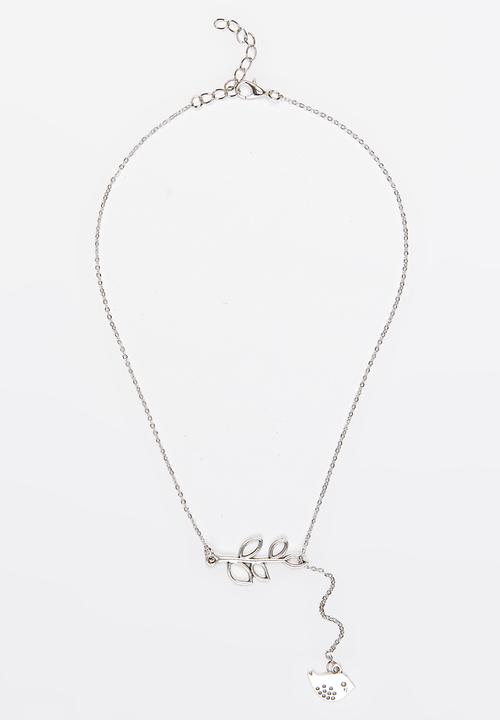 Jewels and Lace - Floating Bird Necklace Silver
