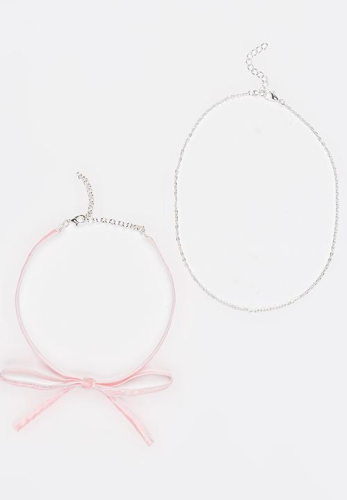 Jewels and Lace - Velvet Chocker Twin Pack Pale Pink