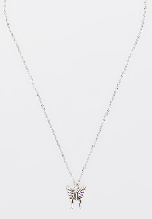 Jewels and Lace - Butterfly Necklace  Silver