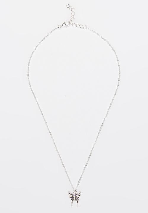 Jewels and Lace - Butterfly Necklace  Silver