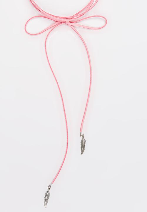 Jewels and Lace - Feather Wrap Chocker Mid Pink