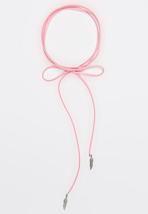 Jewels and Lace - Feather Wrap Chocker Mid Pink