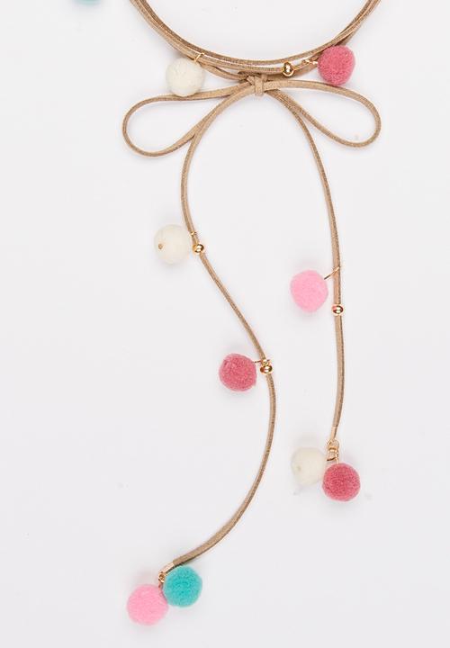 Jewels and Lace - Multi Pom Pom Chocker Multi-colour