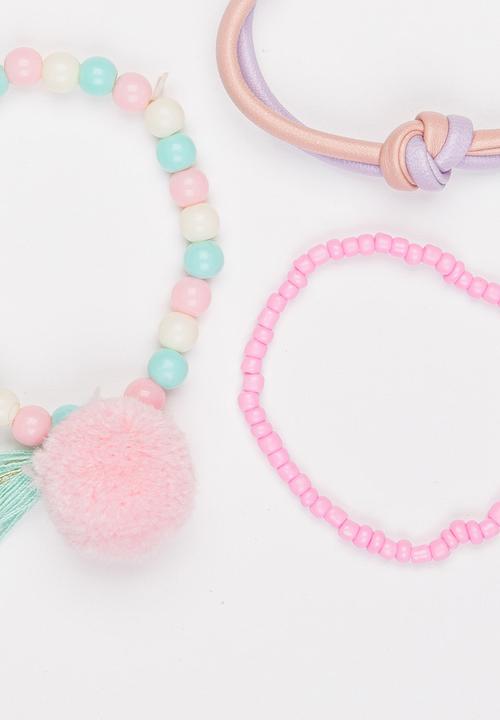 Jewels and Lace - Pom Pom Bracelet Set Multi-colour