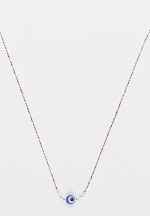 Jewels and Lace - Floating Evil Eye Necklace Silver