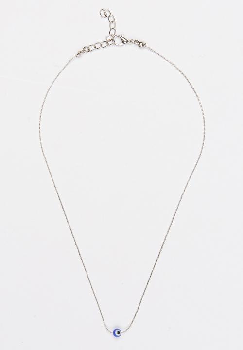 Jewels and Lace - Floating Evil Eye Necklace Silver