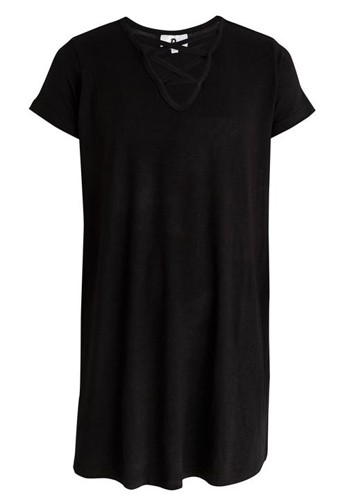 Rebel Republic - Criss Cross Front A-line Dress Black