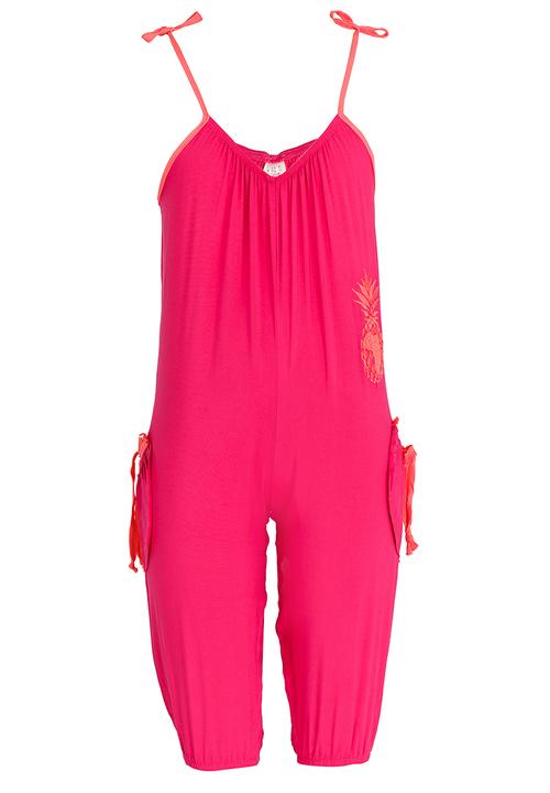 Eco Punk - Jumpsuit with Pineapple Print Dark Pink