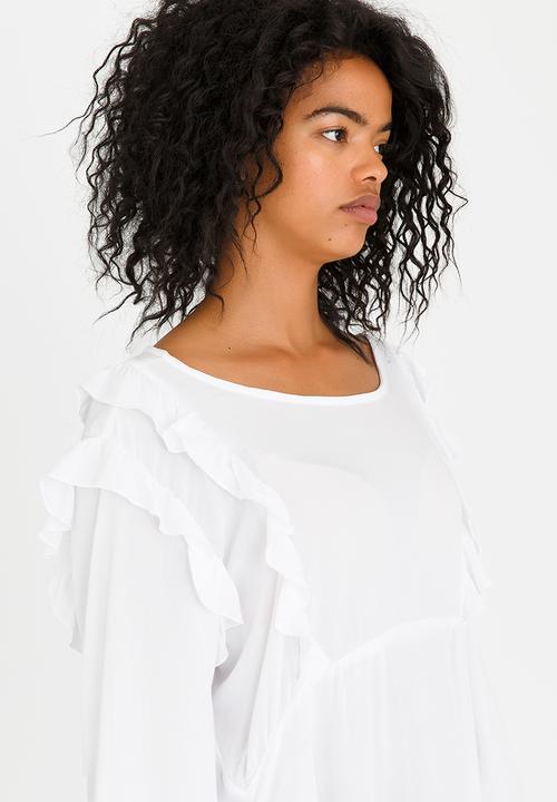 edit - Baby Doll Long-sleeve Blouse White