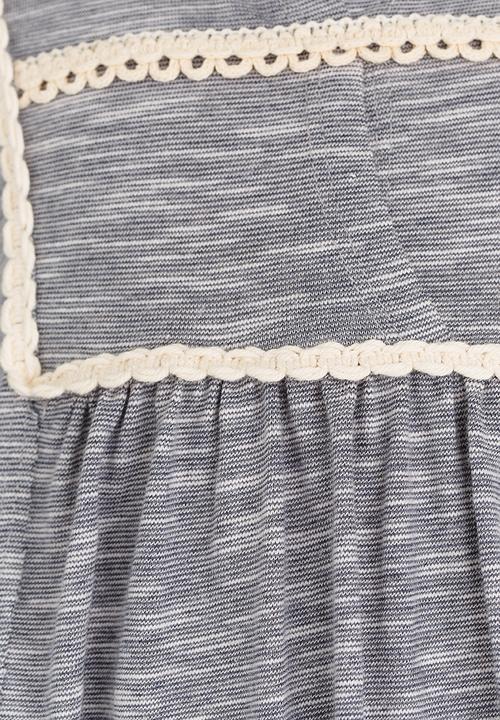 Eco Punk - Lace Trim Embroided Dress Grey