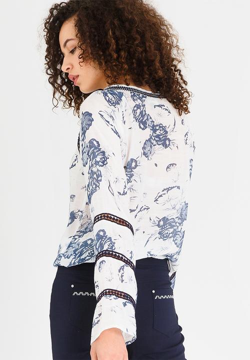 cath.nic - Floral Printed Woven Top Blue