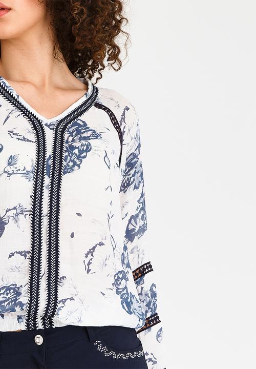 cath.nic - Floral Printed Woven Top Blue