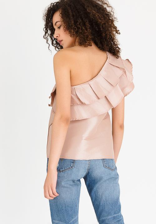 STYLE REPUBLIC - One Shoulder Frill Blouse Pale Pink
