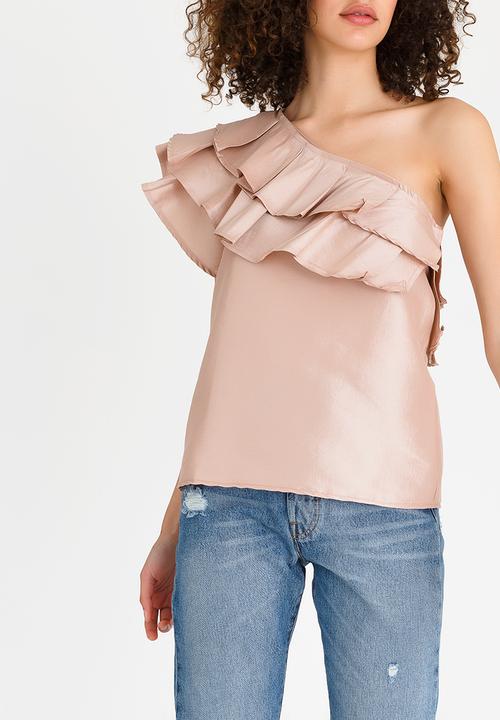 STYLE REPUBLIC - One Shoulder Frill Blouse Pale Pink