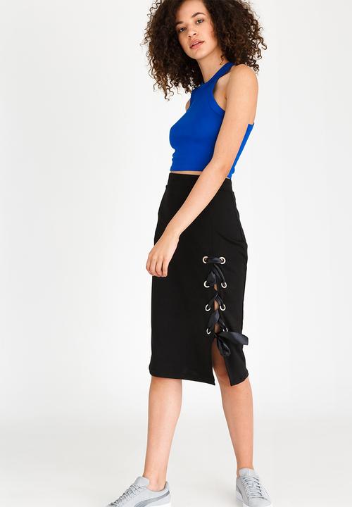 STYLE REPUBLIC - Lace-up Midi Skirt Black