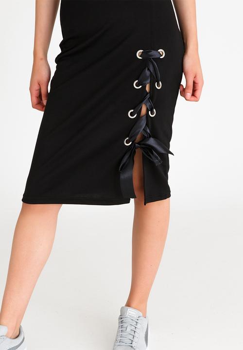 STYLE REPUBLIC - Lace-up Midi Skirt Black