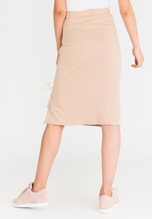 STYLE REPUBLIC - Lace-up Midi Skirt Stone