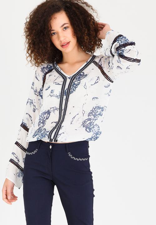 cath.nic - Floral Printed Woven Top Blue