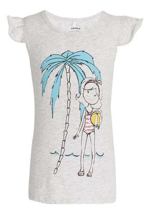 Name It - Printed Tee Pale Grey