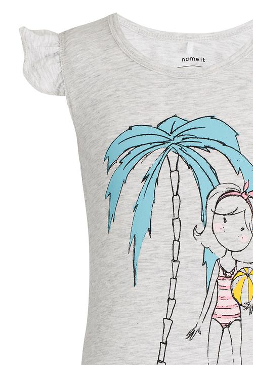 Name It - Printed Tee Pale Grey