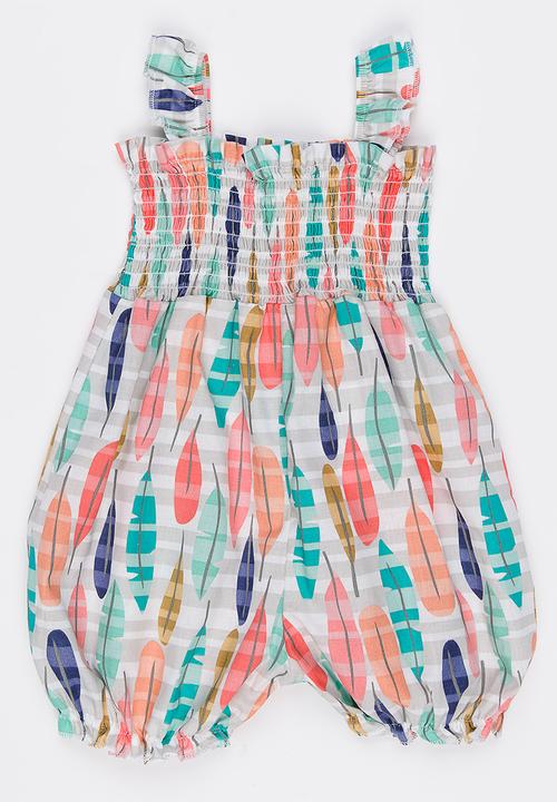 Eco Punk - Feather Printed Romper Multi-colour