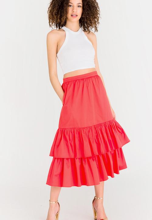 STYLE REPUBLIC - Frill Midi Skirt Coral