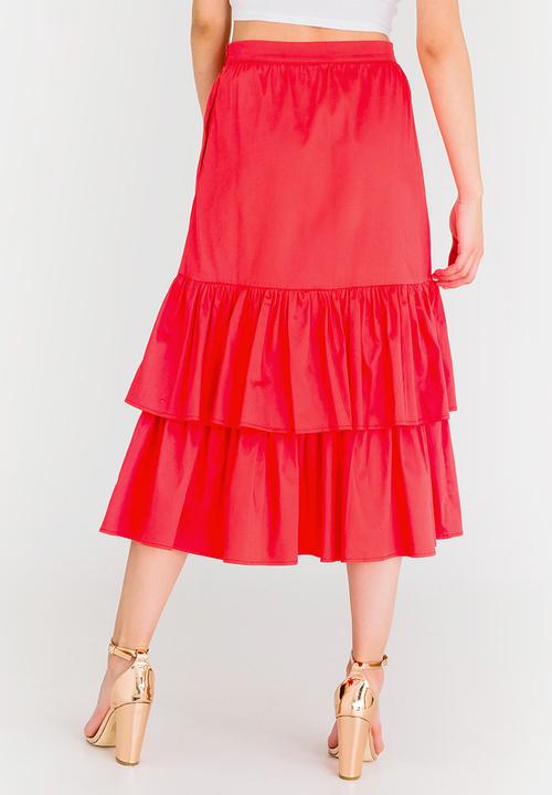 STYLE REPUBLIC - Frill Midi Skirt Coral