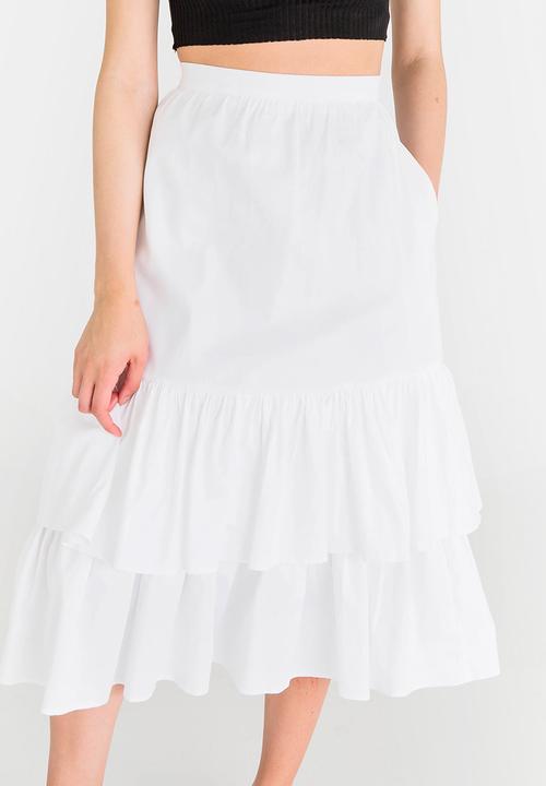 STYLE REPUBLIC - Frill Midi Skirt White