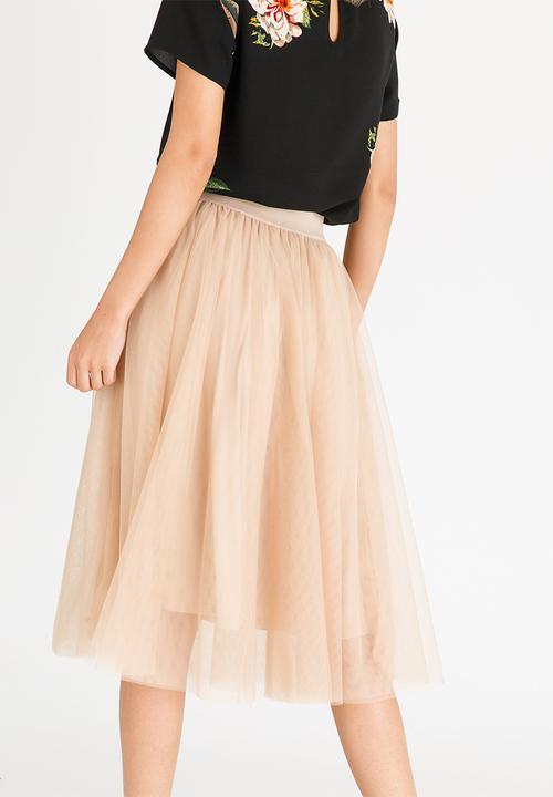 ONLY - Maja Mesh Detail Skirt Nude