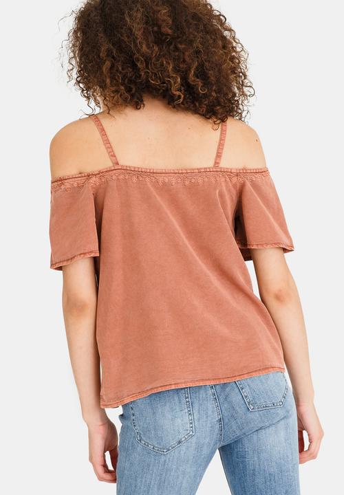 Vero Moda - Zoe Off-the-shoulder Top Brown