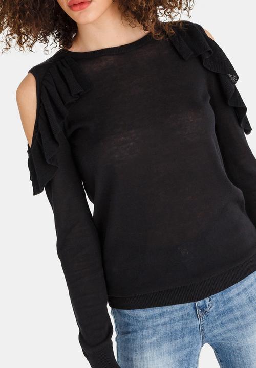Vero Moda - Ulrikke Long Sleeve Ruffle Blouse Black