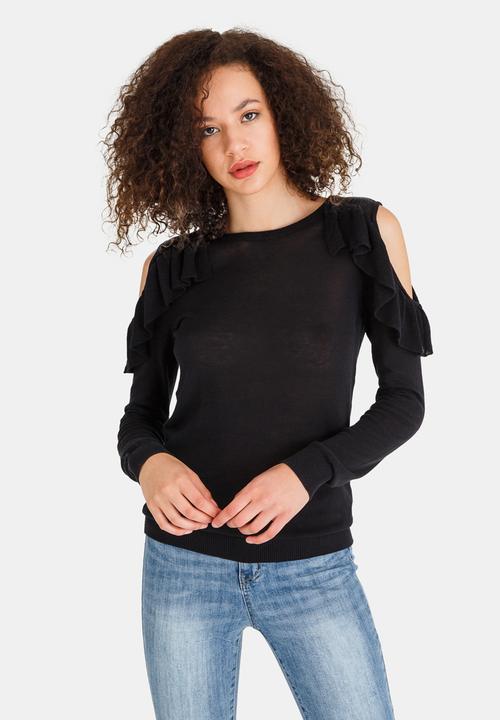 Vero Moda - Ulrikke Long Sleeve Ruffle Blouse Black