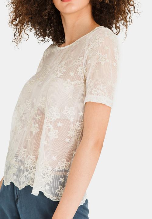 Vero Moda - Mira Lace Detail Top White