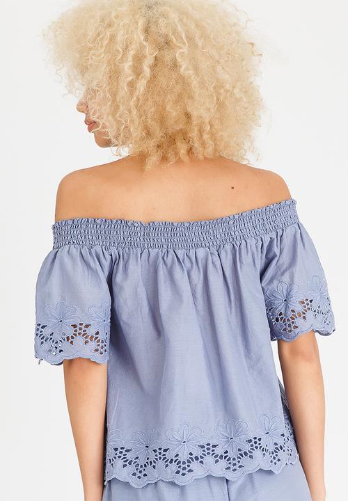 ONLY - Sara Off-the-shoulder Top Pale Blue