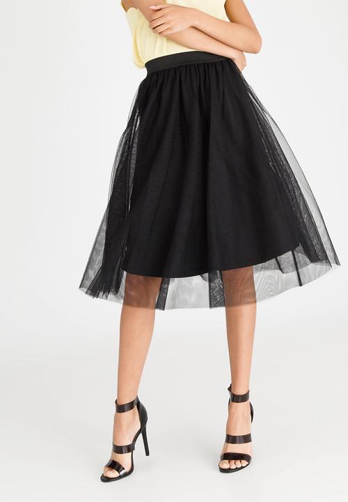 ONLY - Maja Mesh Detail Skirt Black