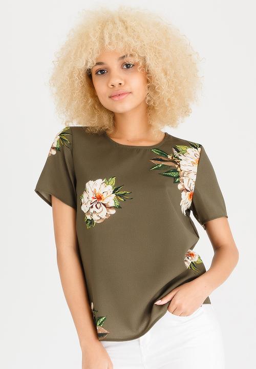 ONLY - Julie Short Sleeve Top Khaki Green