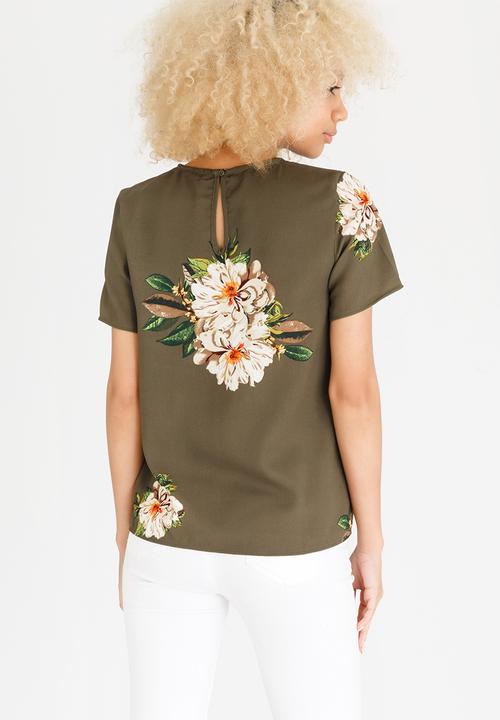 ONLY - Julie Short Sleeve Top Khaki Green