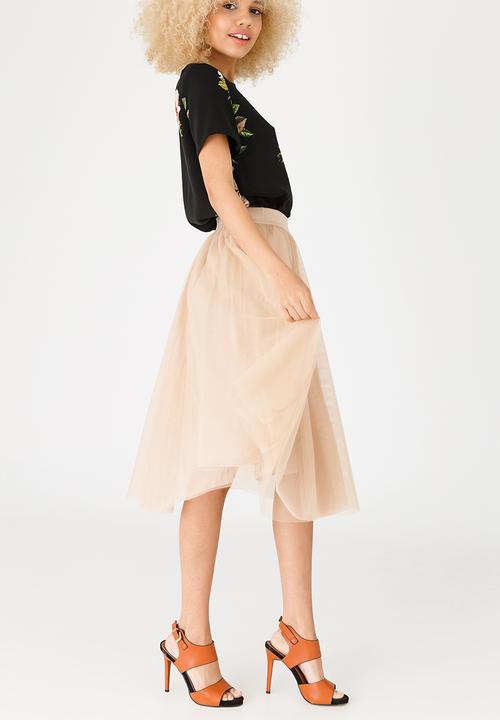 ONLY - Maja Mesh Detail Skirt Nude