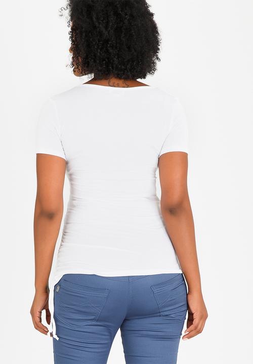 edit Maternity - Drawstring Top White