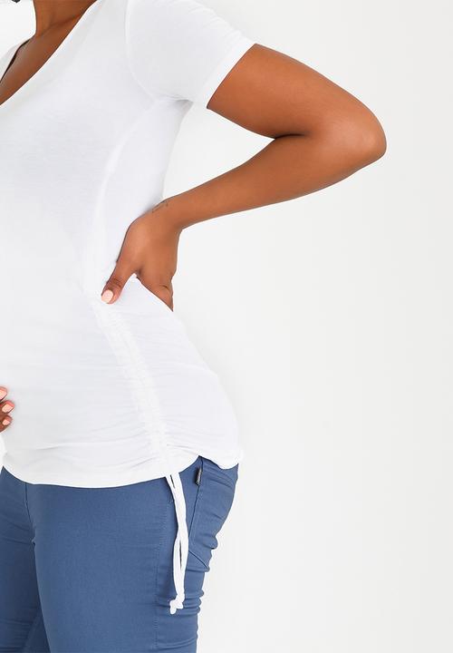 edit Maternity - Drawstring Top White