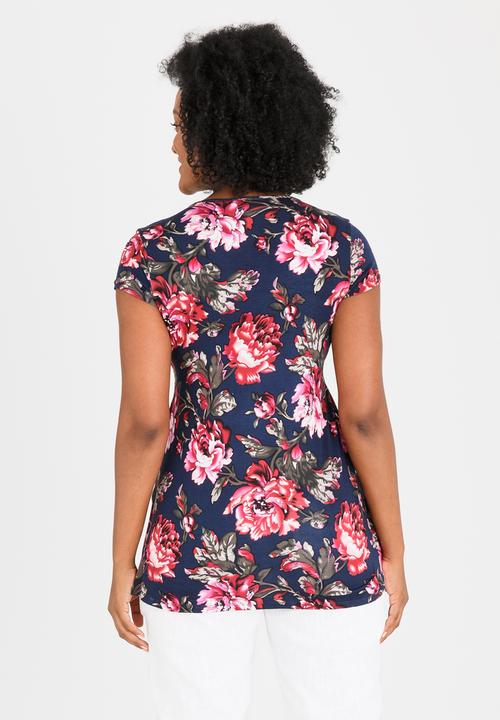 Cherry Melon - Cap Sleeve Smocked Top Floral